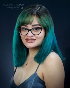 Clara's turquoise colored hair gave her headshots extraordinary appeal.