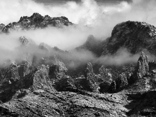Snow, Clouds and the Santa Catalina Mountains in Tucson, Arizona.