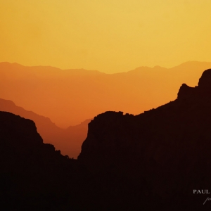 Thimble Peak in the fading orange light. Tucson, Arizona
