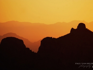 Thimble Peak in the fading orange light. Tucson, Arizona